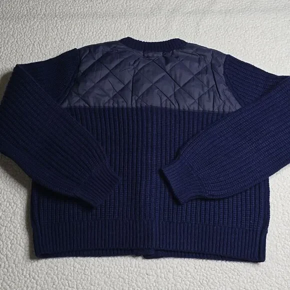 Boden Short Quilted Knitted Jacket Navy Wool Blend US 8 NWT - Picture 4 of 11